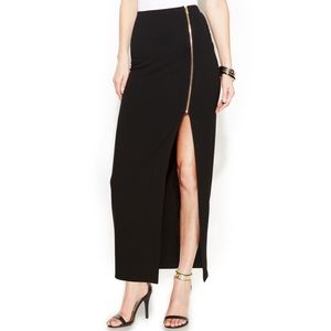 Vince Camuto gold zip slit skirt